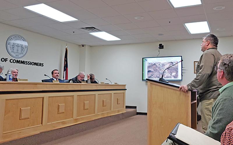 White County Commissioners listen as David Fain shares information about the telecommunications tower proposed for his property. (Photo/Samantha Sinclair)