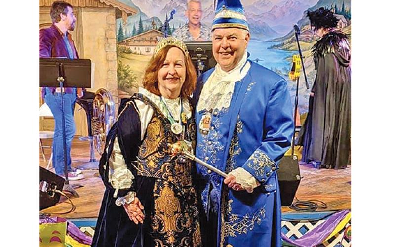 Pat and Chris Smith celebrate at the Festhalle in 2020,  the last time they were the Fasching royalty. (Photo/submitted)
