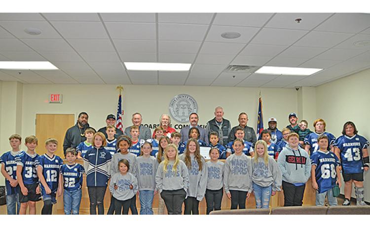 The White County Parks and Recreation Youth Football Program was honored at the White County Commissioner meeting for its outstanding season. (photo/Linda Erbele)