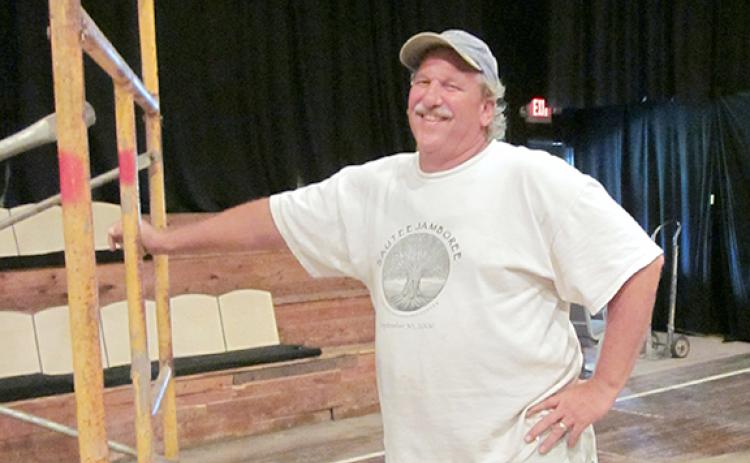 Tommy Deadwyler helping to set up a performance of Headwaters at the Sautee Nacoochee Center. (Photo/submitted)