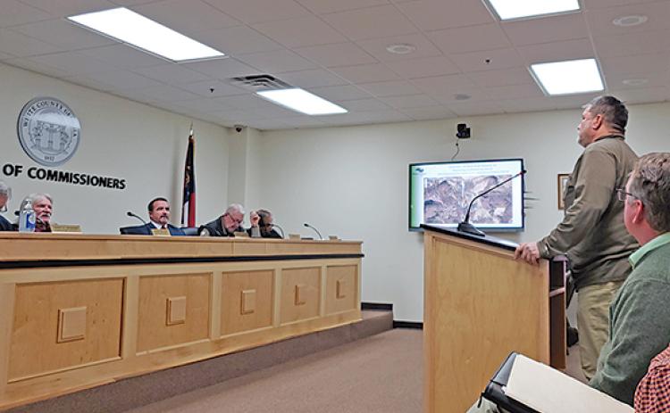 White County Commissioners listen as David Fain shares information about the telecommunications tower proposed for his property. (Photo/Samantha Sinclair)