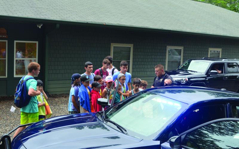 White County Sheriff’s Office deputy Daniel Amoling gave campers a rundown of his patrol vehicle.