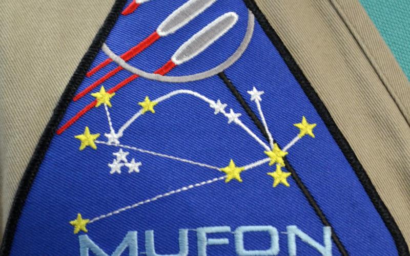 A MUFON patch worn by Scott Cantrell. (Photo/Stephanie Hill)