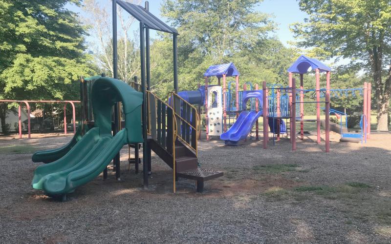 A new toddler play set replaced the old one at Cleveland’s city park on Woodman Hall Road over this past weekend. (Photo/Stephanie Hill)
