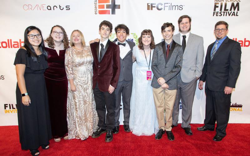 Shown from left are Kayla Everett, Ruth Davidson, Candice Merante, Ben Perrin, Hector Molina, Grace Allison, Jacob Thomasson, Collins Dunn and Adam Wiley at the film festival. (Submitted photo)