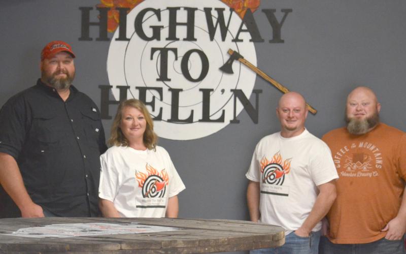 Shown from left are Highway to Hell’n owners Brian and Natasha Garmon and brothers Jeff Burkhalter and Jason Burkhalter.
