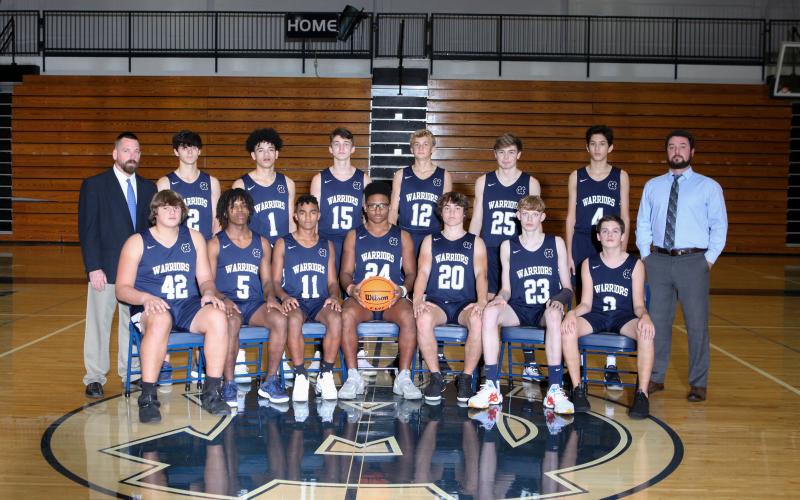 Members of the WCHS junior varsity boys' team are, front from left, JD Trowell, Tavi Simmons, Darius Cannon, Zion McMullen, Alex Thornton, Luke Waldrop, and Dawson Bailey; back row, coach Robbie Bailey, Dylan Sargent, Kanaan Cleveland, Chad West, Cole Gearing, Kenny Simpson, Eli Shoemake, and head coach Chris Black.