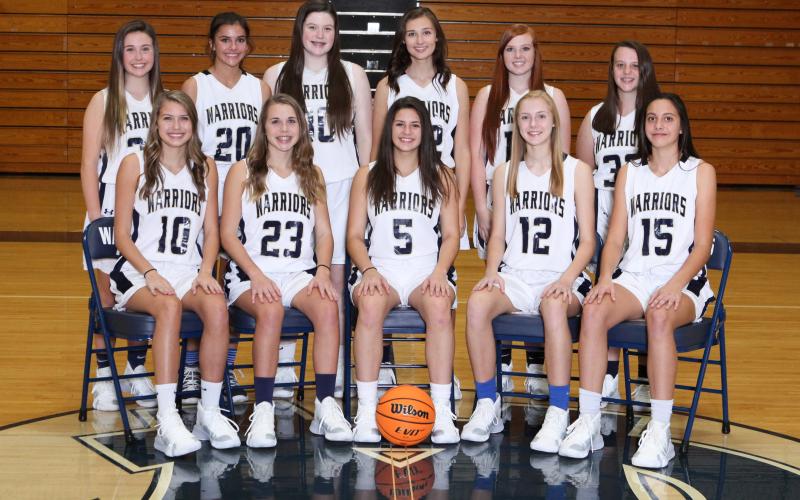 Members of the WCHS junior varsity girls' team are, front from left, Maci Shelnut, Chandler Weaver, Caitlyn Gailey, Claire Beckman, and Naomi Roberts; back row, Chesnee Freeman, Lily Gearing, Kendyl Cantrell, Kinsey Dockery, Brae Westmoreland, and Rachel Harris. 