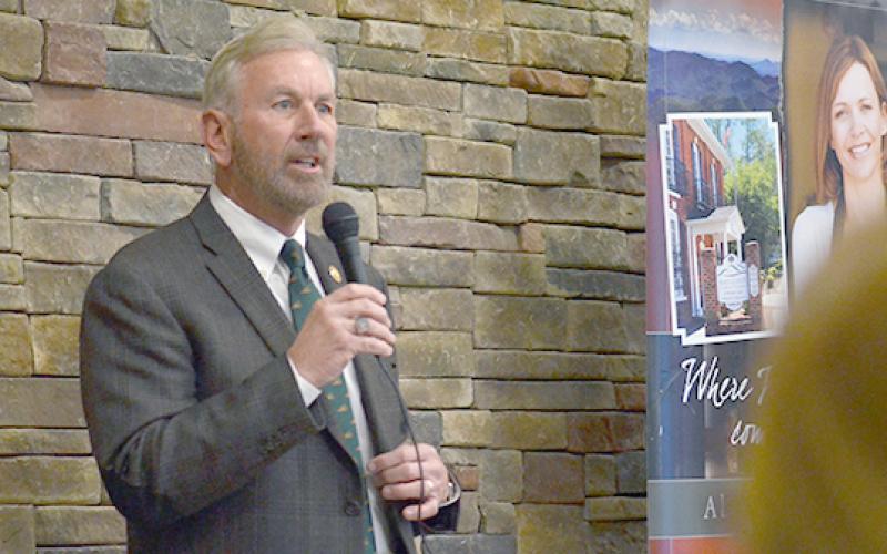 State Rep. Terry Rogers is shown speaking at a White County legislative breakfast in January 2020. (Photo/Wayne Hardy)