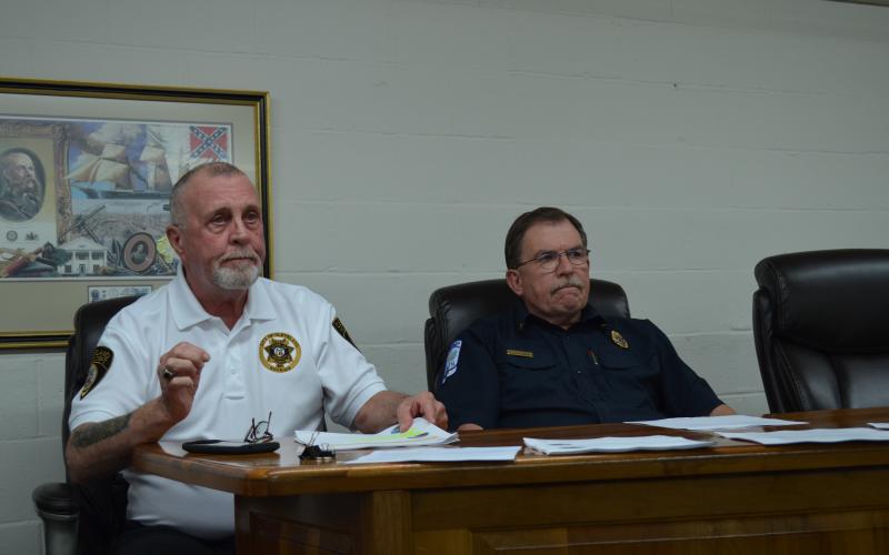 Cleveland Police Chief John Foster and White County Fire Division Chief Norman Alexander spoke March 16 about actions that are being taken to protect public safety personnel during the COVID-19 (coronavirus) pandemic. (Photo/Stephanie Hill) 
