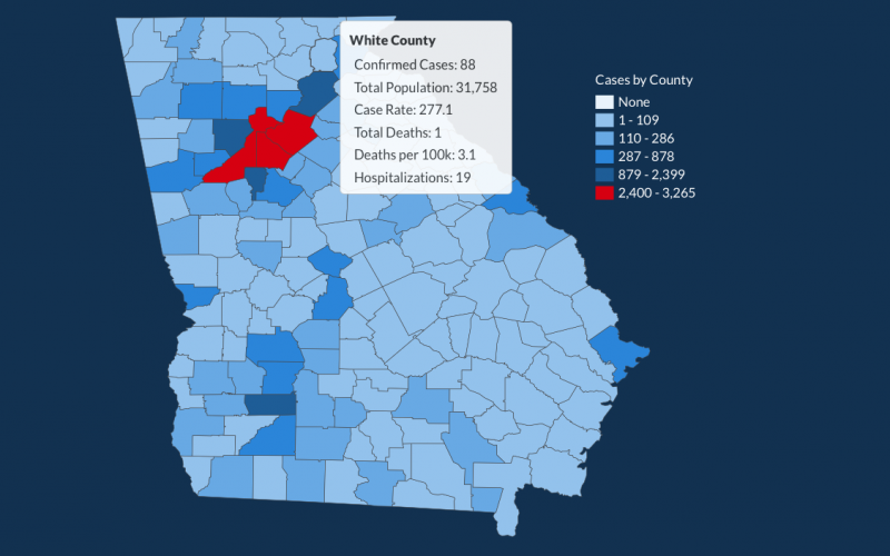 There have been 88 total confirmed COVID-19 cases in White County since the start of the pandemic, according to the 1 p.m. update on Thursday, May 14, on the Georgia Department of Public Health's website. (Image from DPH)