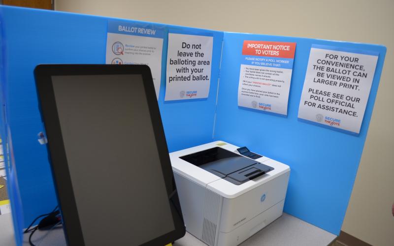 Voters will be using Georgia’s new touch-screen voting machines that create a paper ballot with selections.
