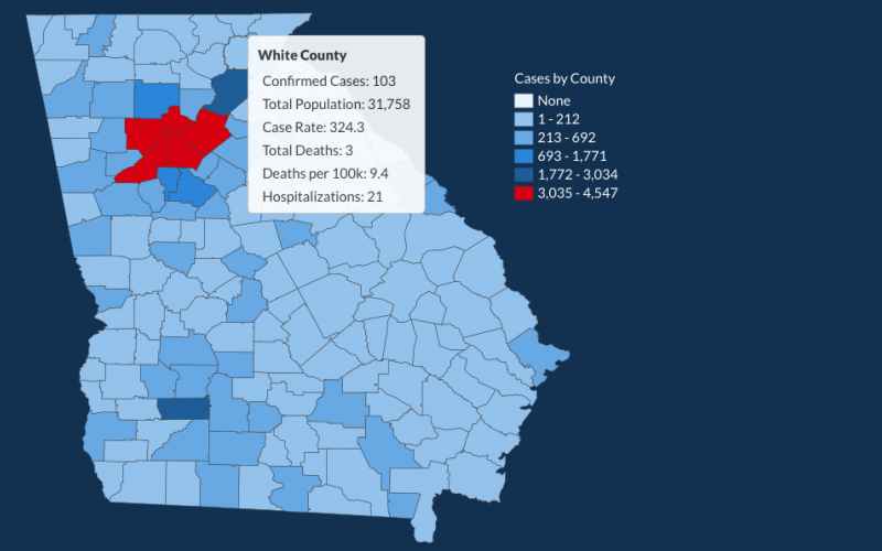 There have been 103 total confirmed COVID-19 cases in White County since the start of the pandemic, according to the 1 p.m. update on Monday, June 1, on the Georgia Department of Public Health's website. (Image from DPH website)