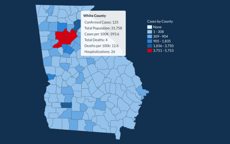 There have been 125 total confirmed COVID-19 cases in White County since the start of the pandemic, according to the update on Thursday, June 18, on the Georgia Department of Public Health's website. (Image from DPH website)