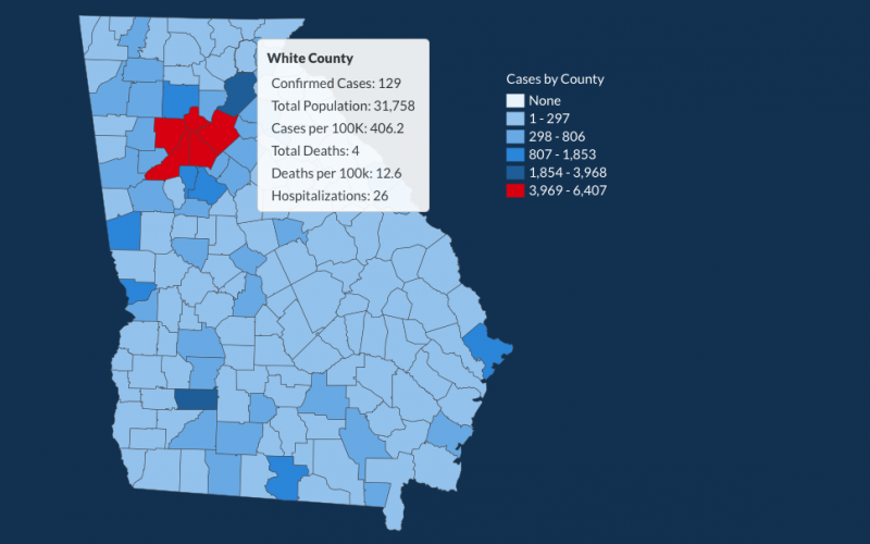 There have been 129 total confirmed COVID-19 cases in White County since the start of the pandemic, according to the update on Monday, June 22, on the Georgia Department of Public Health's website. (Image from DPH)