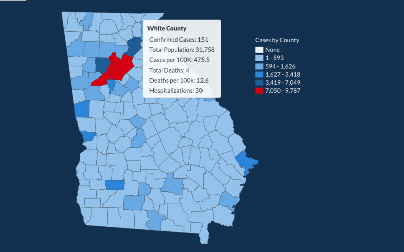 There have been 151 total confirmed COVID-19 cases in White County since the start of the pandemic, according to the update on Monday, July 6, on the Georgia Department of Public Health's website. (Image from DPH website)