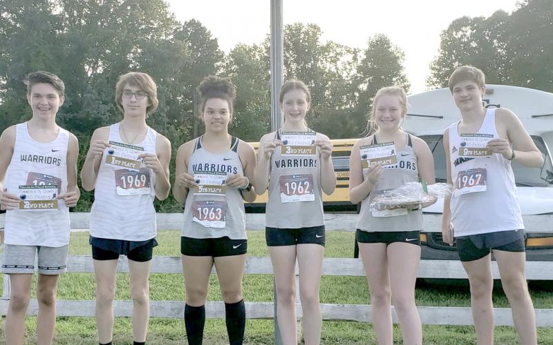 The WCHS jaunior varsity cross country team had a handful of Top 10 finishers at the Tallulah Falls meet Tuesday afternoon including, from left, Logan Long, Steven Petty, Kyra Lavelle, Lydia Durden, Haylie Bailey, and Jackson Judice. (Photo/WCHS Athletics)