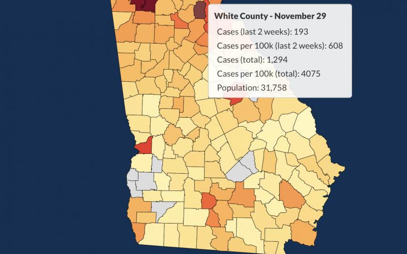 There have been 1,294 total confirmed COVID-19 cases in White County since the start of the pandemic, according to the update on Sunday, Nov. 29, on the Georgia Department of Public Health's website.