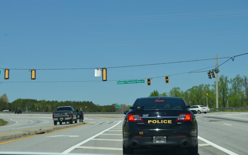Officers set up at the intersection of U.S. 129 and Donald Thurmond Parkway to monitor for distracted drivers.