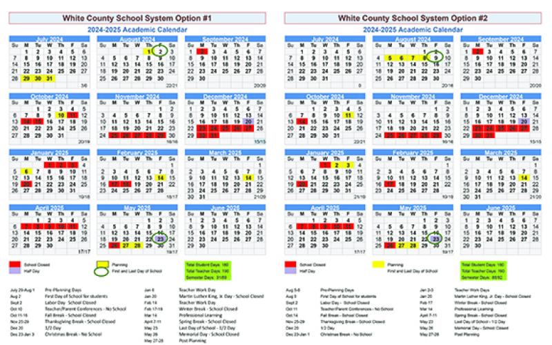 The community may vote on one of these two school calendars.