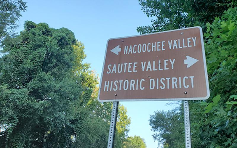 Road signage directs visitors to historic locations in the Sautee Nacoochee Valley. Some local leaders see a need to establish protections for historic areas in the county. (Photo/Samantha Sinclair)