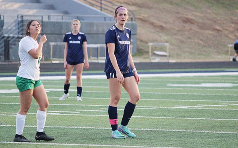 Adelynn Knight had a pair of goals on penatly kicks as the Lady Warriors posted a 2-1 win over Gilmer last Friday in Ellijay, to secure  a  spot in the Class AAA state tournament. (Photo/Mark Turner)