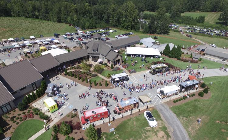 This overhead shot shows all the vendors and activities at Yonah Mountain Vineyard during Crush Fest. (Submitted photos)