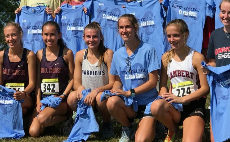 WCHS senior Ellie Gearing, middle, posted a Top 20 time at the Clara Bowl Invitational last weekend at Berry College in Rome. (Photo/WCHS Athletics)