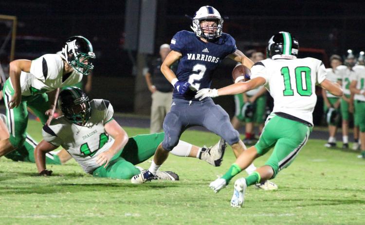 WCHS senior Jesse Thomas, No. 2, had a career-high 126 yards on five receptions, including a 52-yard touchdown catch in the first quarter of the win over Pickens County, (Photos/Staci Sulhoff)