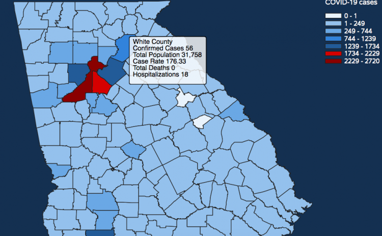 There have been 56 total confirmed COVID-19 cases in White County since the start of the pandemic, according to the evening update on Tuesday, April 28. (Imagine from Department of Public Health website)