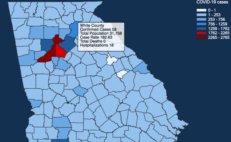 There have been 58 total confirmed COVID-19 cases in White County since the start of the pandemic, according to the 6:30 p.m. update on Wednesday, April 29. (Image from Department of Public Health website)