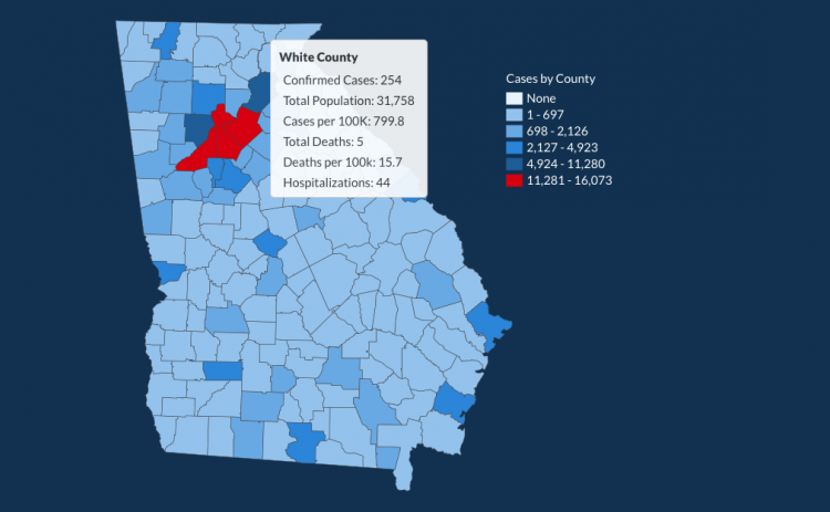 There have been 254 total confirmed COVID-19 cases in White County since the start of the pandemic, according to the update on Monday, July 27, on the Georgia Department of Public Health's website. 