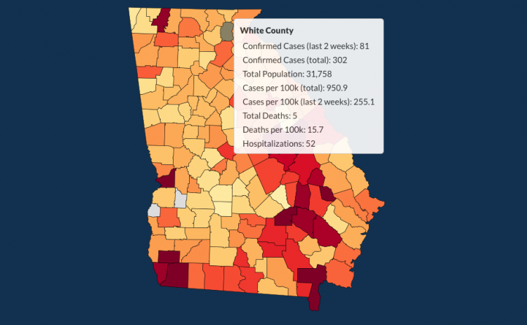 There have been 302 total confirmed COVID-19 cases in White County since the start of the pandemic, according to the update on Monday, Aug. 3, on the Georgia Department of Public Health's website. 