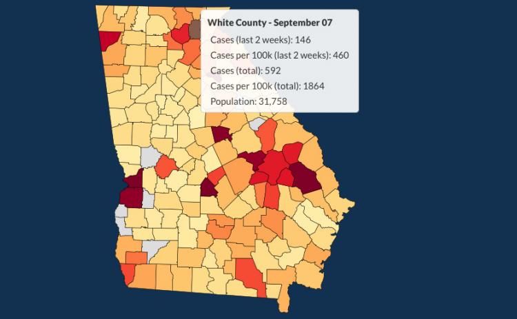 There have been 592 total confirmed COVID-19 cases in White County since the start of the pandemic, according to the update  on Monday, Sept. 7, on the Georgia Department of Public Health's website.
