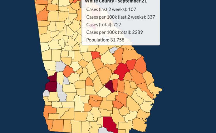 There have been 727 total confirmed COVID-19 cases in White County since the start of the pandemic, according to the update  on Monday, Sept. 21, on the Georgia Department of Public Health's website.