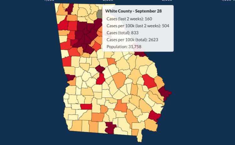 There have been 833 total confirmed COVID-19 cases in White County since the start of the pandemic, according to the update  on Monday, Sept. 28, on the Georgia Department of Public Health's website. 