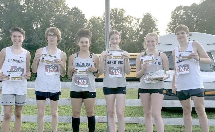 The WCHS jaunior varsity cross country team had a handful of Top 10 finishers at the Tallulah Falls meet Tuesday afternoon including, from left, Logan Long, Steven Petty, Kyra Lavelle, Lydia Durden, Haylie Bailey, and Jackson Judice. (Photo/WCHS Athletics)