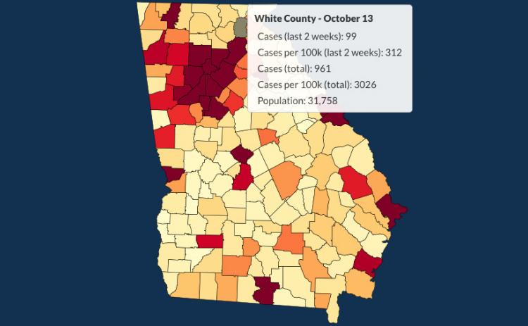 There have been 961 total confirmed COVID-19 cases in White County since the start of the pandemic, according to the update on Tuesday, Oct. 13, on the Georgia Department of Public Health's website.