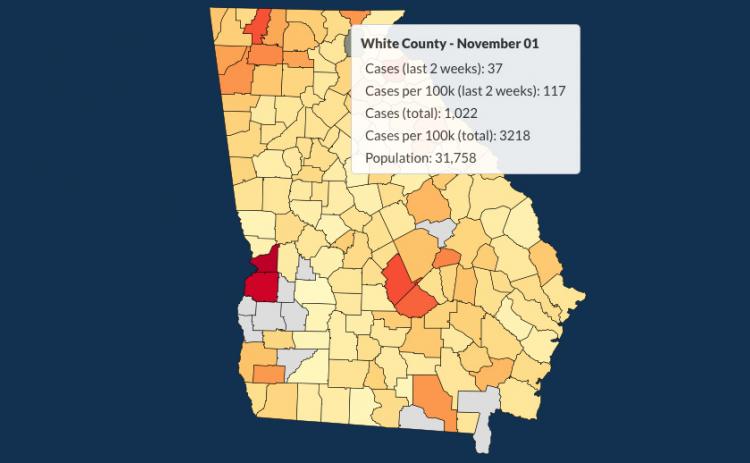There have been 1,022 total confirmed COVID-19 cases in White County since the start of the pandemic, according to the update on Sunday, Nov. 1, on the Georgia Department of Public Health's website.