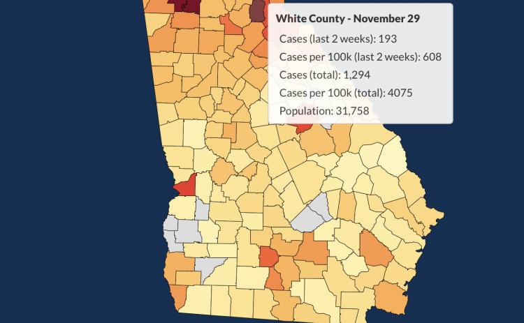 There have been 1,294 total confirmed COVID-19 cases in White County since the start of the pandemic, according to the update on Sunday, Nov. 29, on the Georgia Department of Public Health's website.