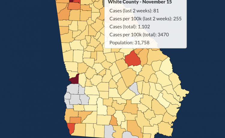 There have been 1,102 total confirmed COVID-19 cases in White County since the start of the pandemic, according to the update on Sunday, Nov. 15, on the Georgia Department of Public Health's website.