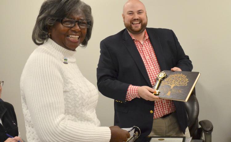 Longtime Cleveland city councilwoman Annie Sutton was honored during a Dec. 7 reception, including by a proclamation presented by Mayor Josh Turner. (Photo/Stephanie Hill)