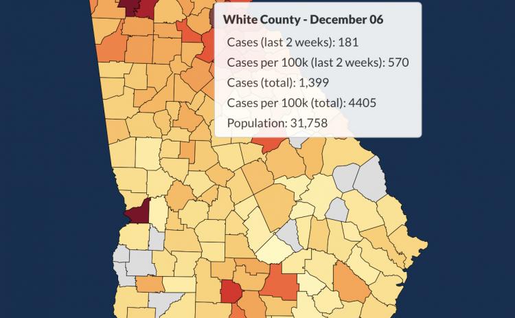 There have been 1399 total confirmed COVID-19 cases in White County since the start of the pandemic, according to the update on Sunday, Dec. 7, on the Georgia Department of Public Health's website.