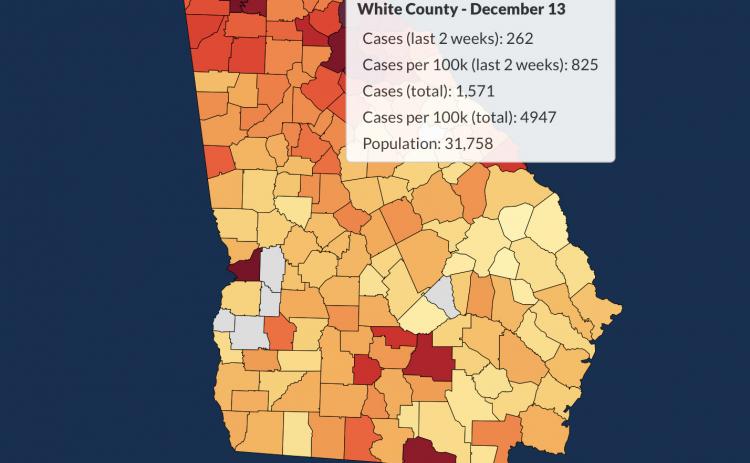 There have been 1,571 total confirmed COVID-19 cases in White County since the start of the pandemic, according to the update on Sunday, Dec. 13, on the Georgia Department of Public Health's website. 