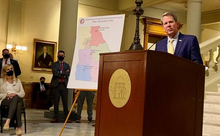 Gov. Brian Kemp announced four mass COVID-19 vaccination sites are set to open in Georgia on Feb. 18, 2021. (Photo/Beau Evans)