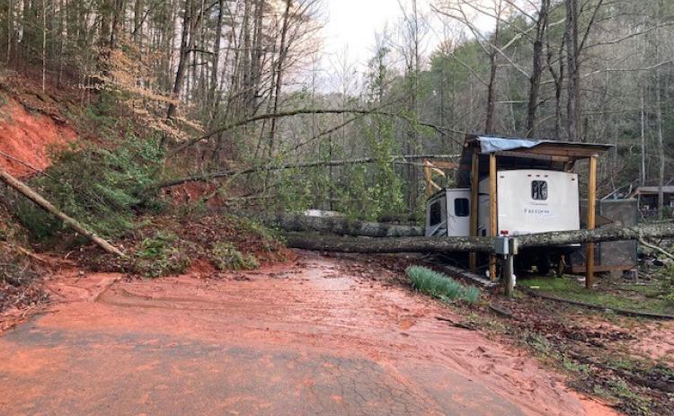 These trees on Poplar Stump Road fell following the storm on March 25.  (Photo courtesy White County Public Works)
