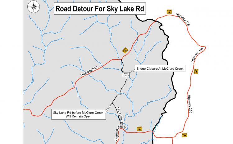 This map from the White County government shows a planned detour route once part of Skylake Road is closed.