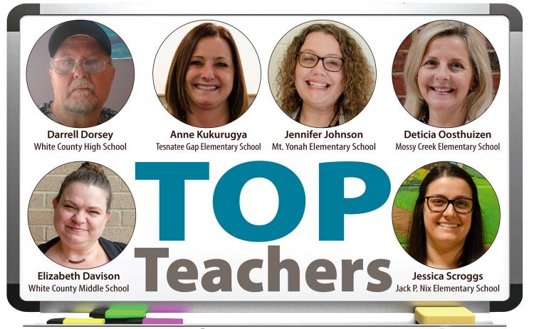 The district wide teacher of the year will be chosen from the six candidates at the March 31 school board meeting.  