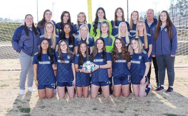 Members of the WCHS varsity girl's soccer team are, front from left, Katia Tinajero, Emma Morrow, Isabella Moschiano, Lilly Gann, Rachel Harris, and Liz Williams; middle row, Anna Tatum, Grace Bythewood, Nealeigh Broadwell, Gabby Whiddon, Reese Vandegriff, and Hazen Ramey; back row,  Head Coach Megan Runkle, , manager Kaia Kinson, Lily Gearing, Chloe Shea, Adelynn Knight, Brianna Blihovde, Callie Armour, Coach Mike Vandegriff, and Coach Brianna Bullock. (Photo/Staci Sulhoff)