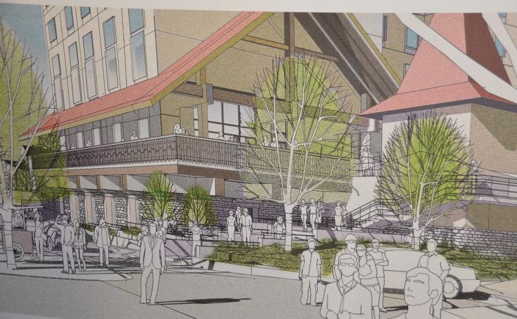 This is a preliminary sketch of the new hotel planned for the northern end of Helen. (Photo/Linda Erbele)